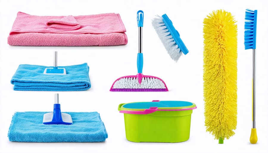 Professional microfiber cleaning tools and equipment set